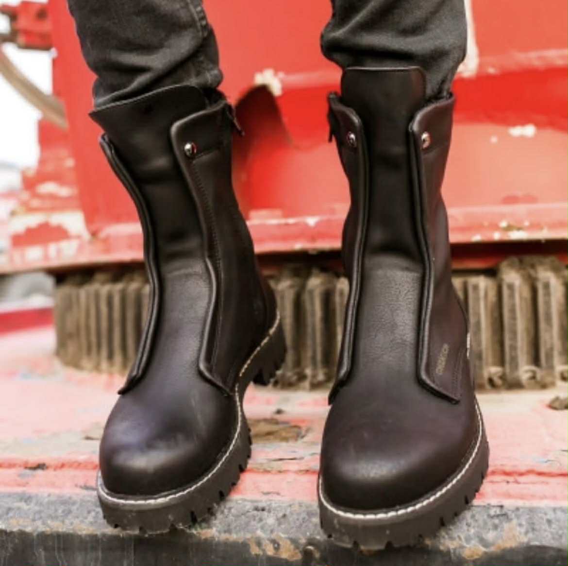 Brown longbase chekich genuine leather boot