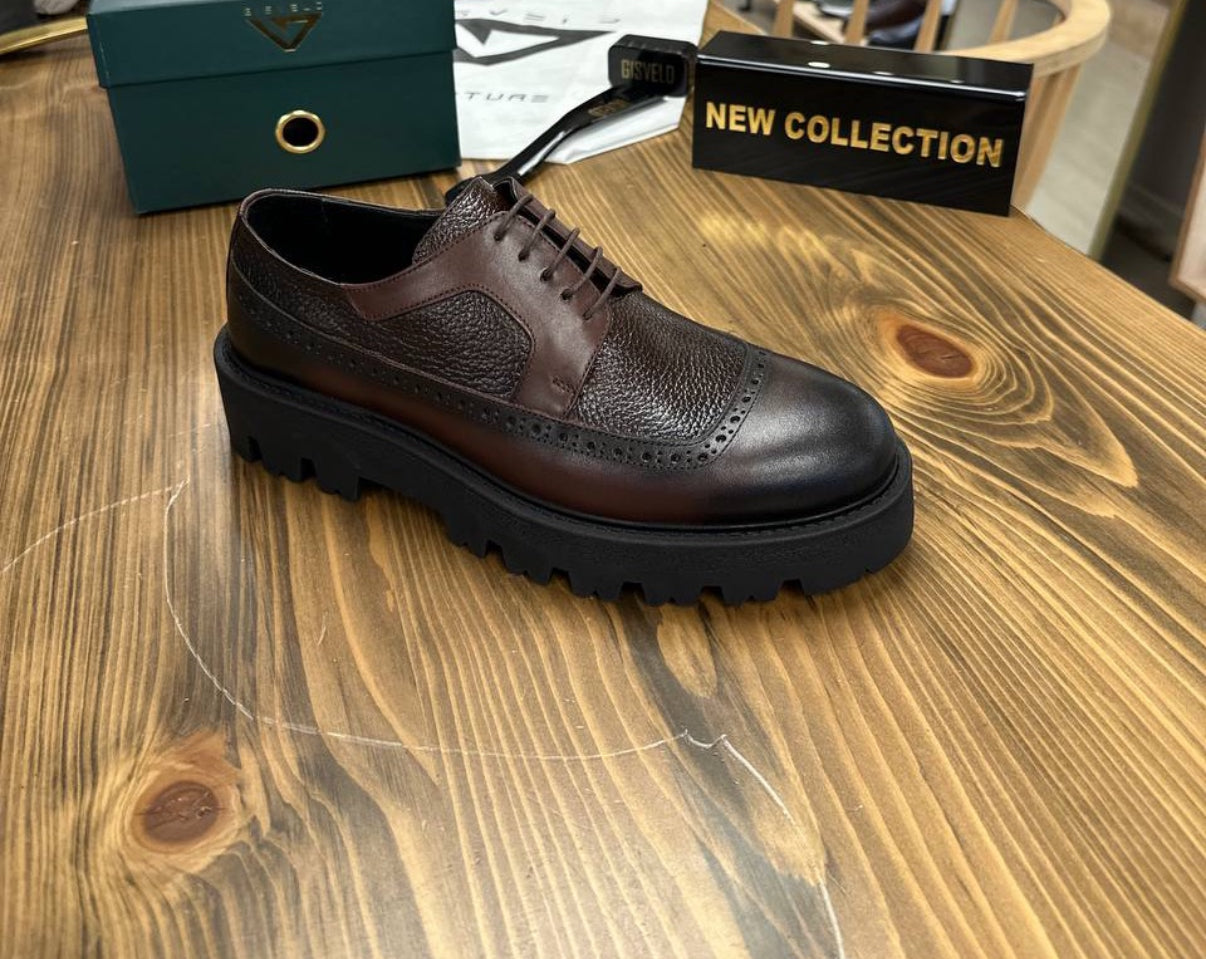 William all brown leather high sole classic