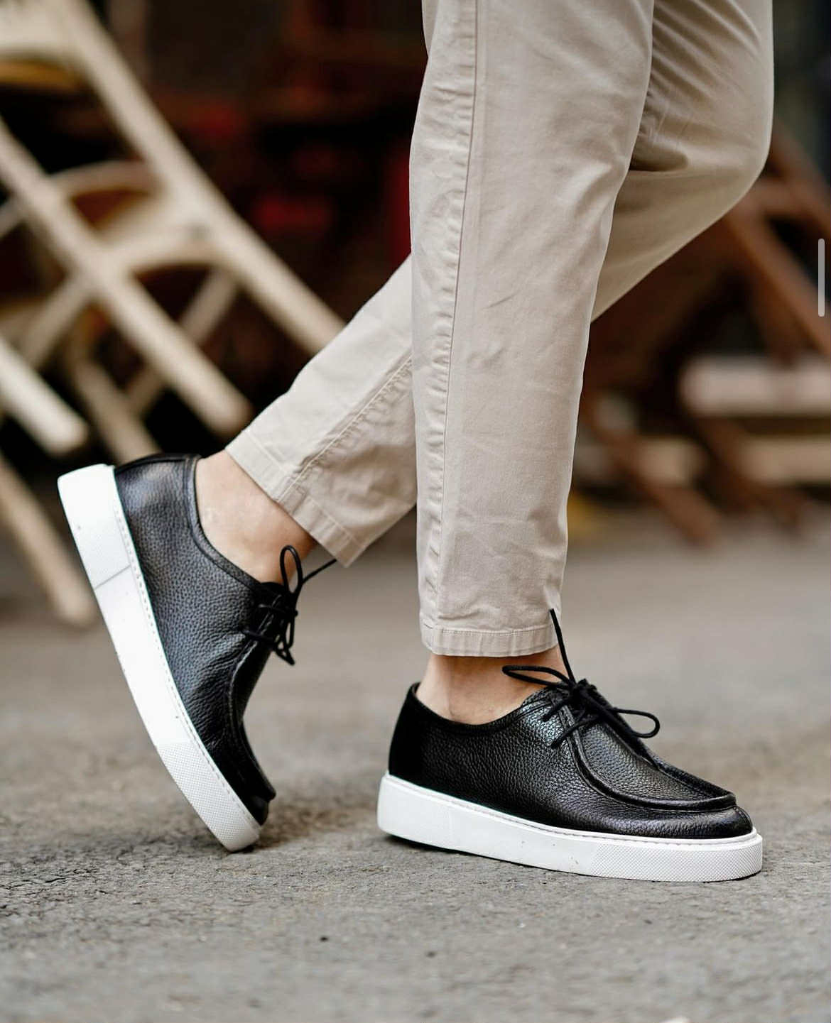 Black genuine leather classic