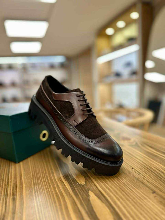 LuxUbuntu high sole brown leather & suede