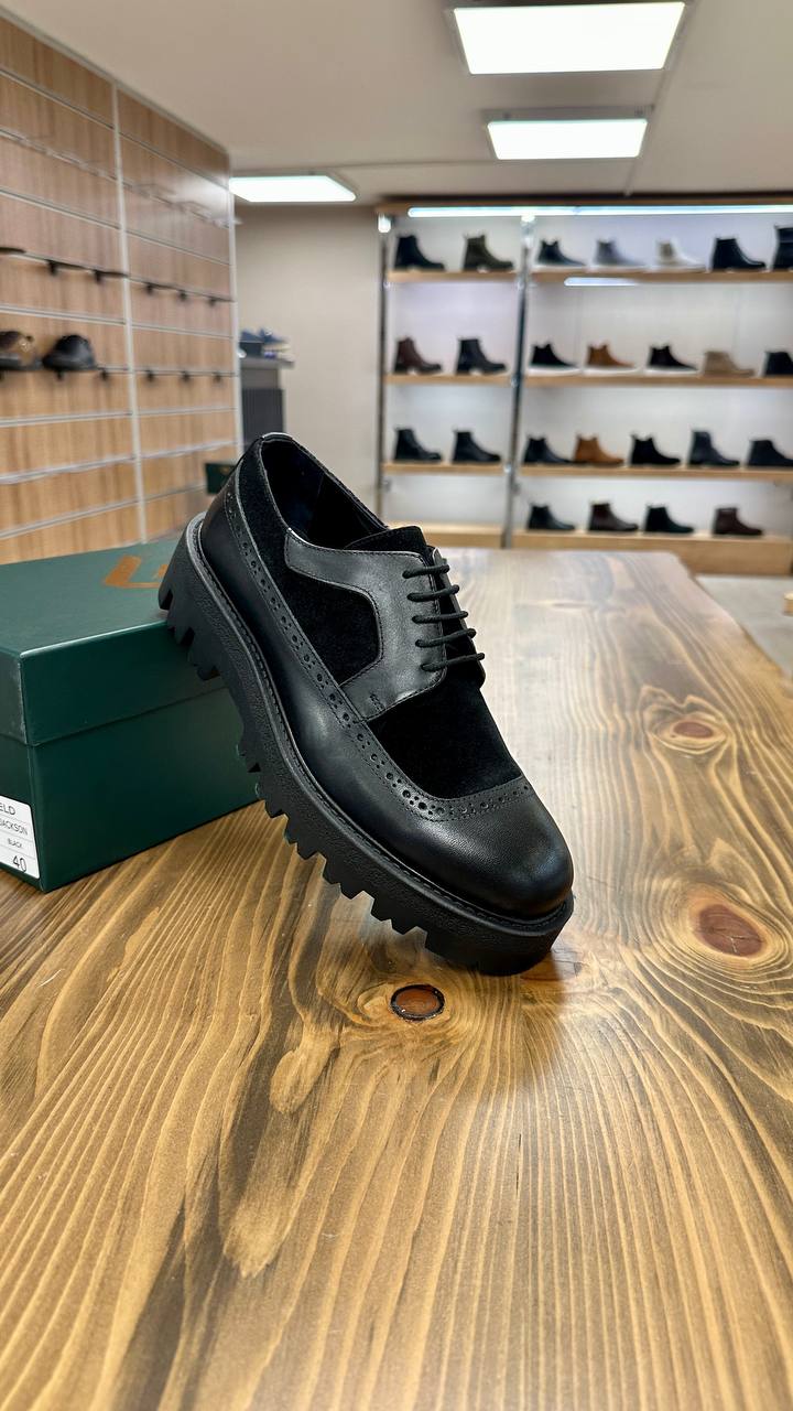 LuxUbuntu high sole black leather & suede