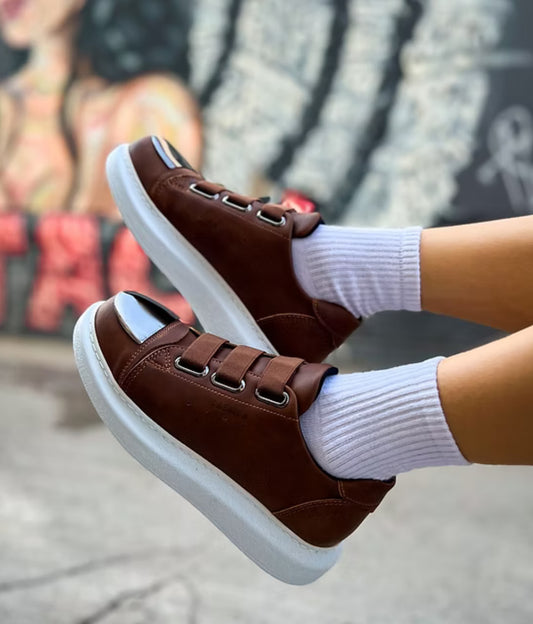 Brown with white sole mirror Chekich sneaker