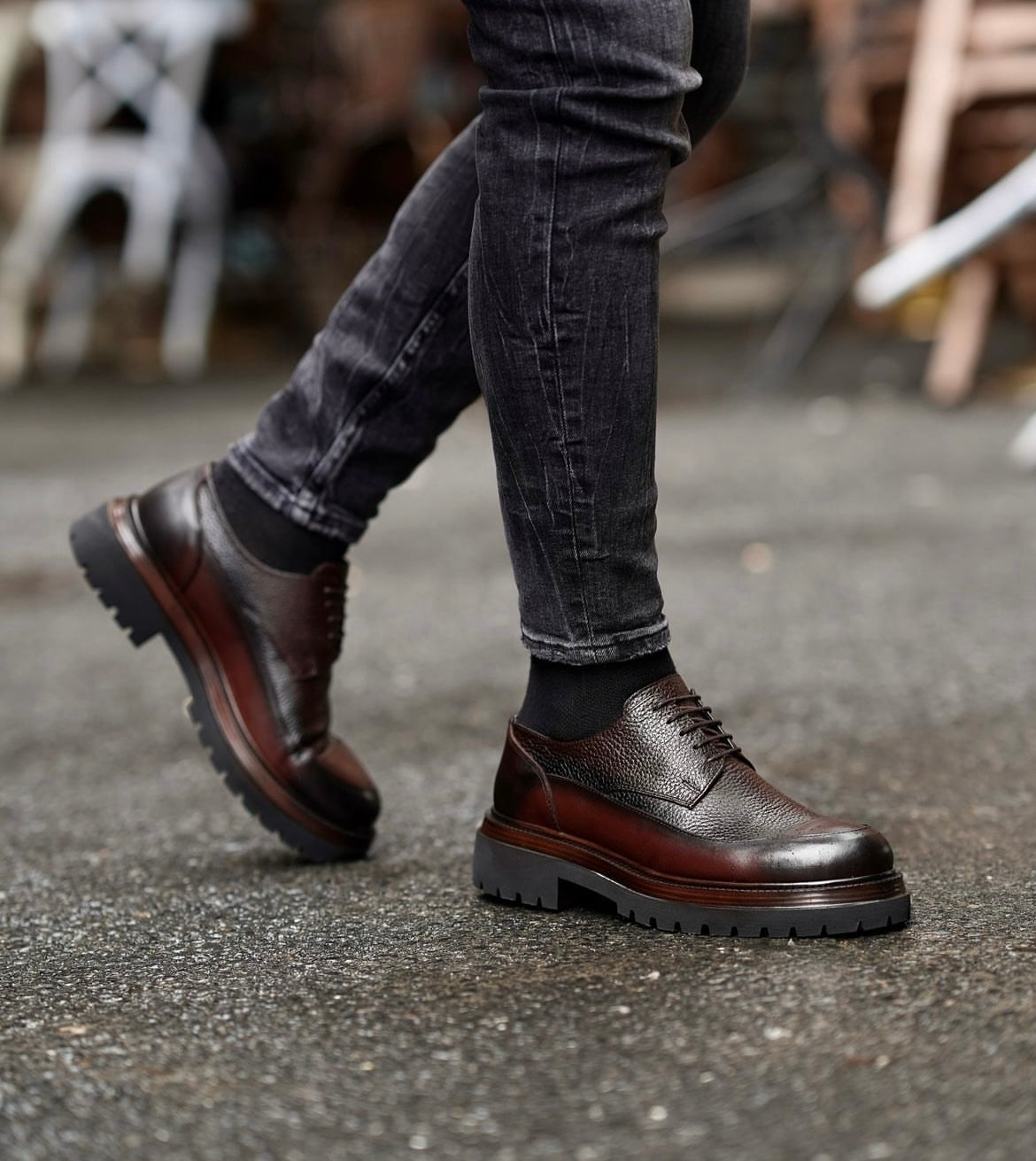 Orlando  Toffee brown high sole genuine leather