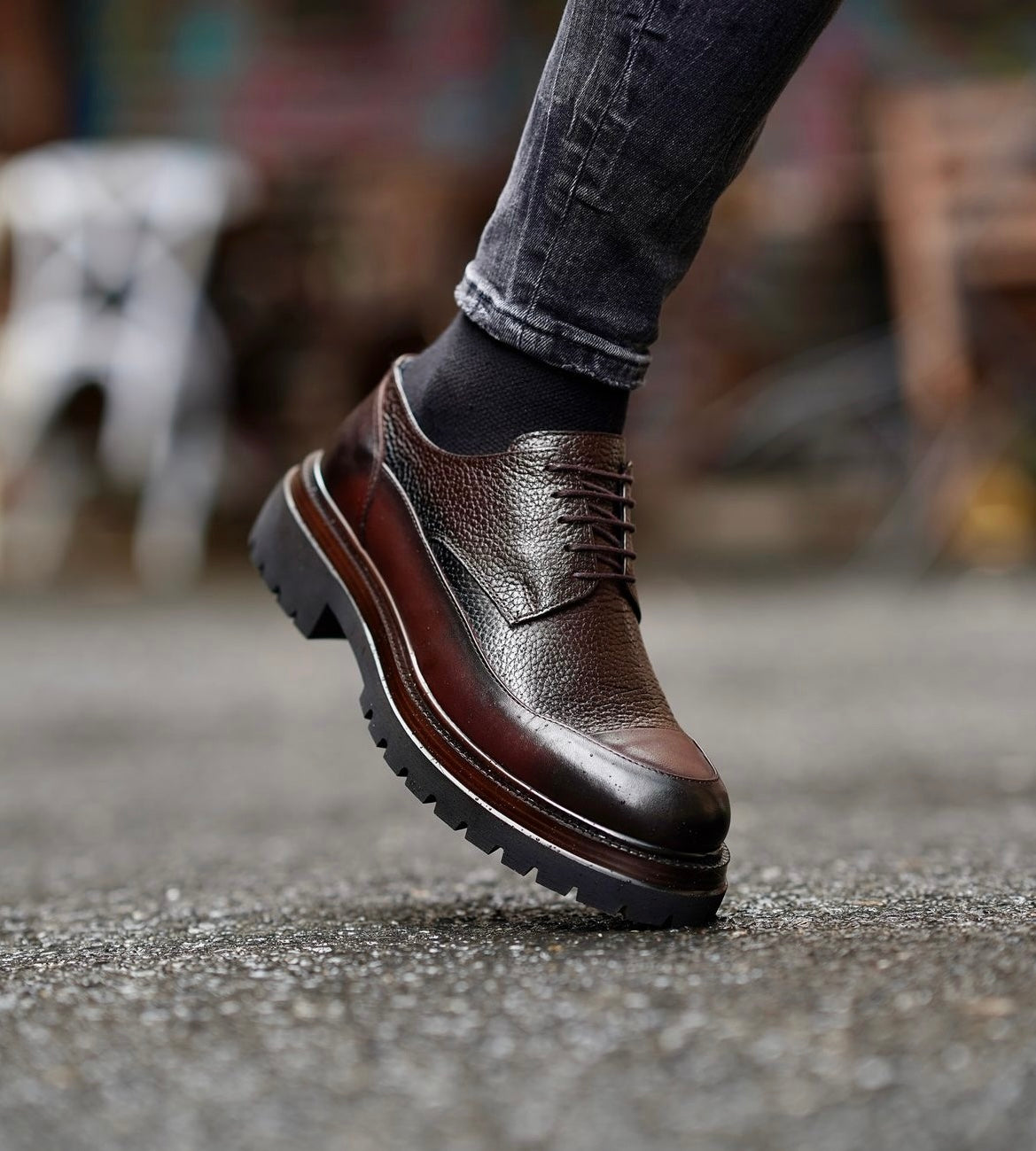 Orlando  Toffee brown high sole genuine leather