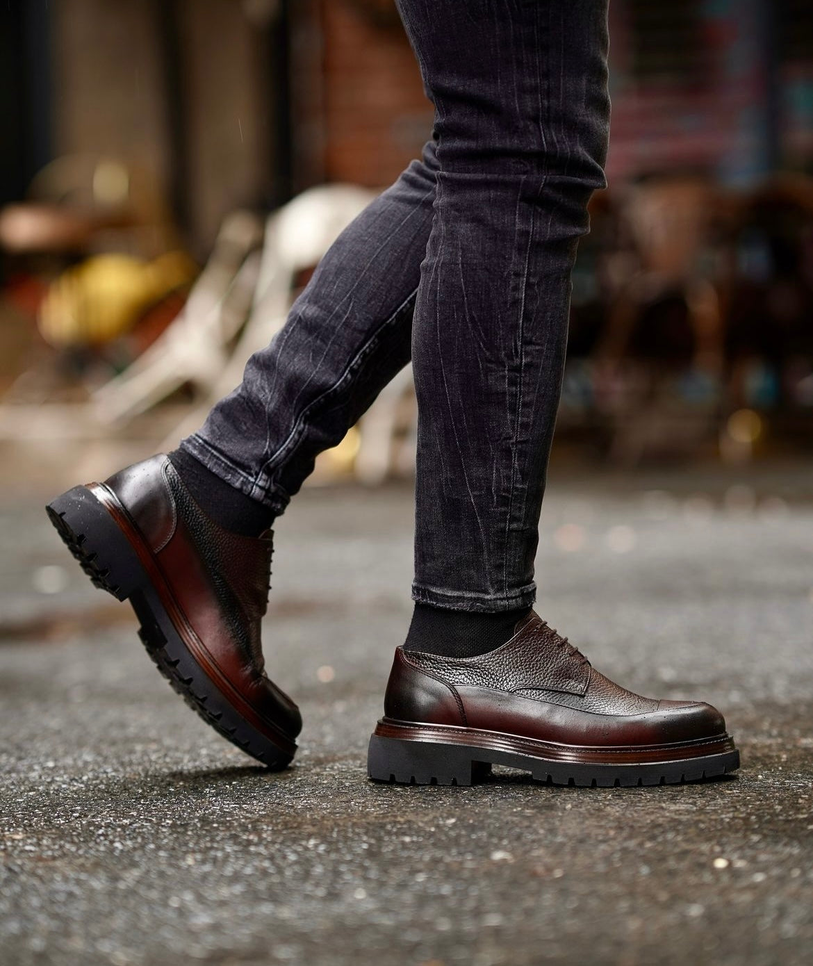 Orlando  Toffee brown high sole genuine leather