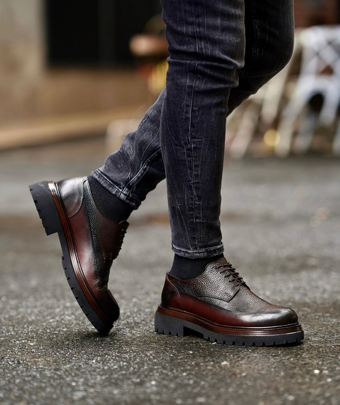 Orlando  Toffee brown high sole genuine leather