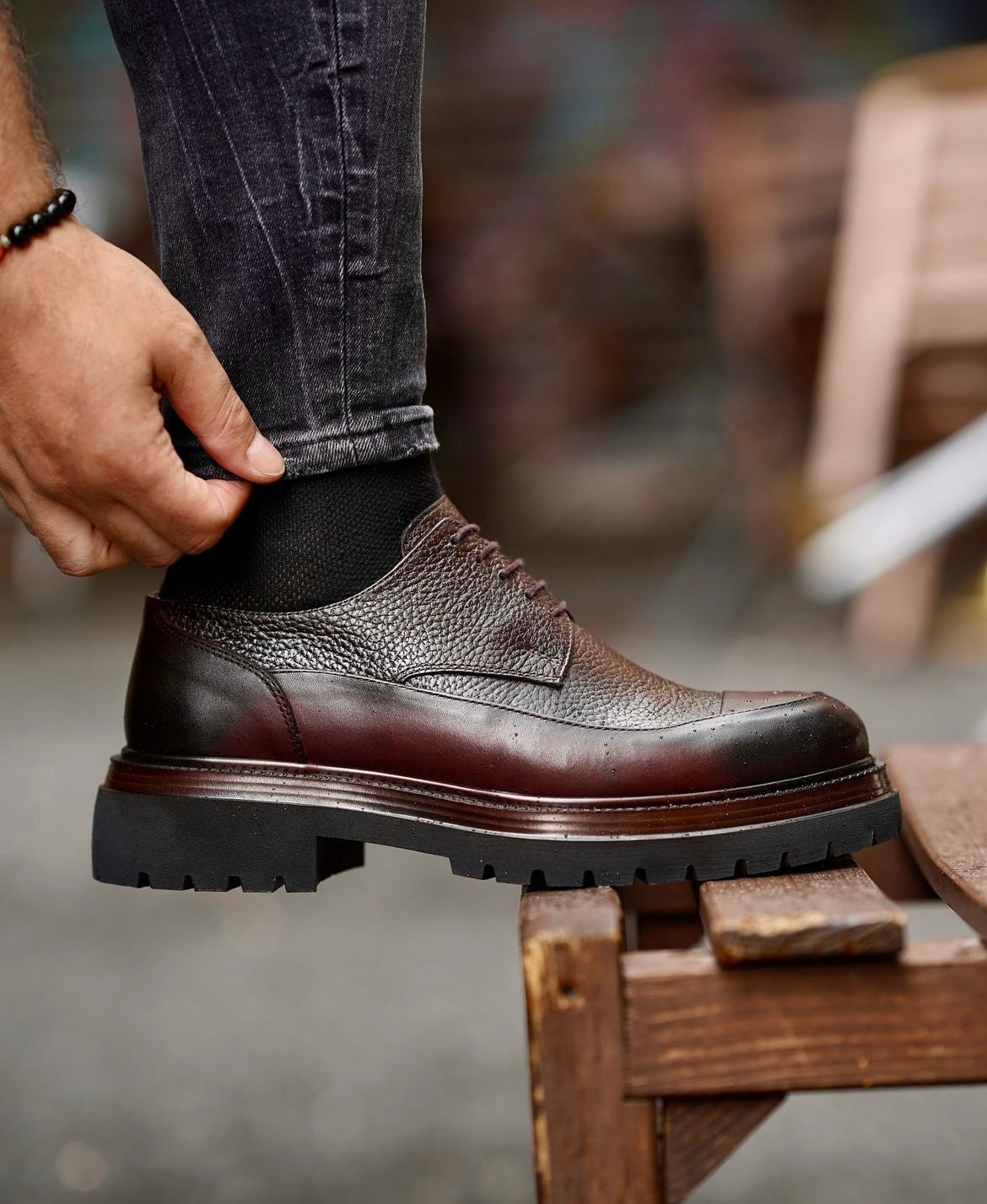 Orlando  Toffee brown high sole genuine leather