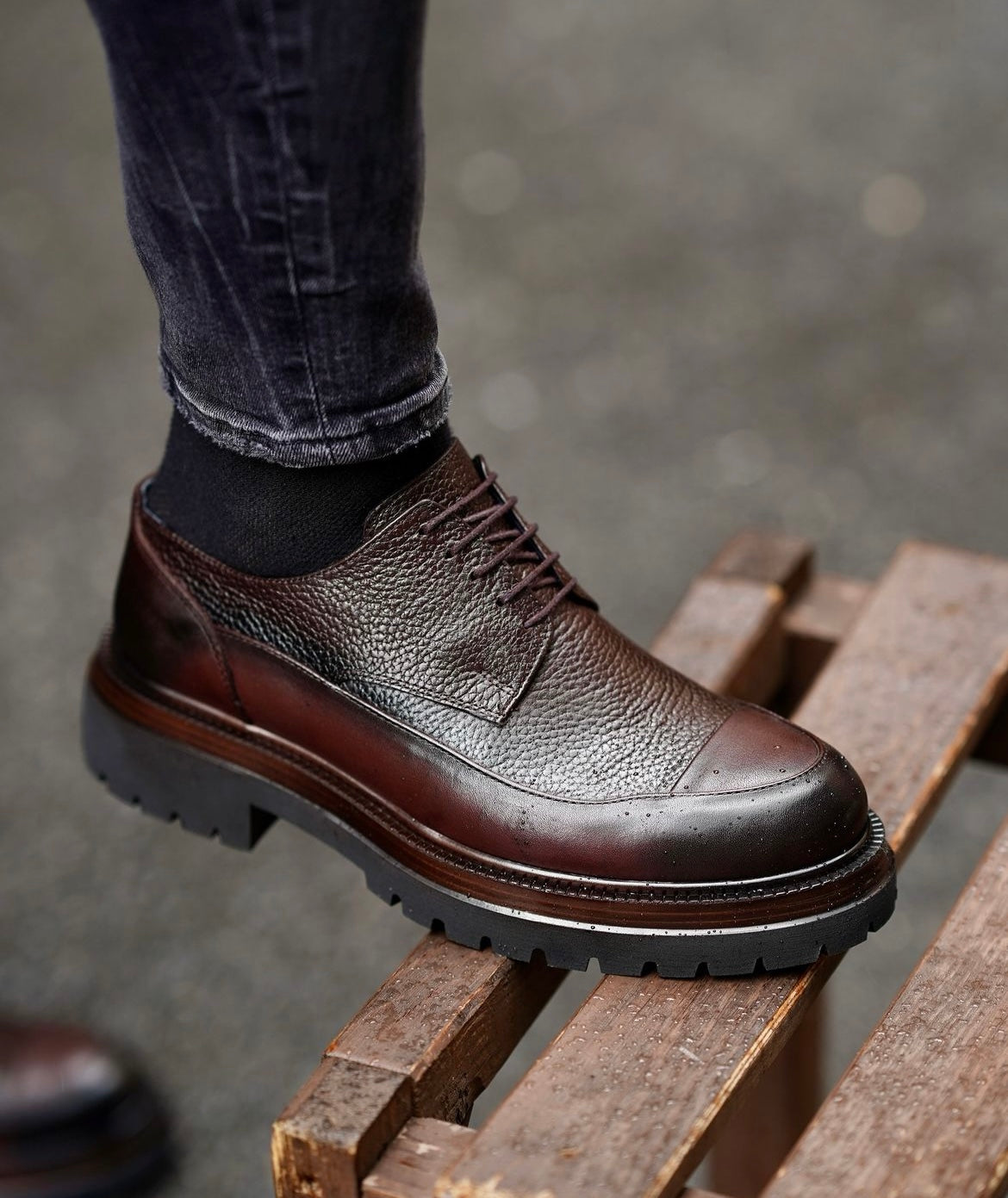 Orlando  Toffee brown high sole genuine leather