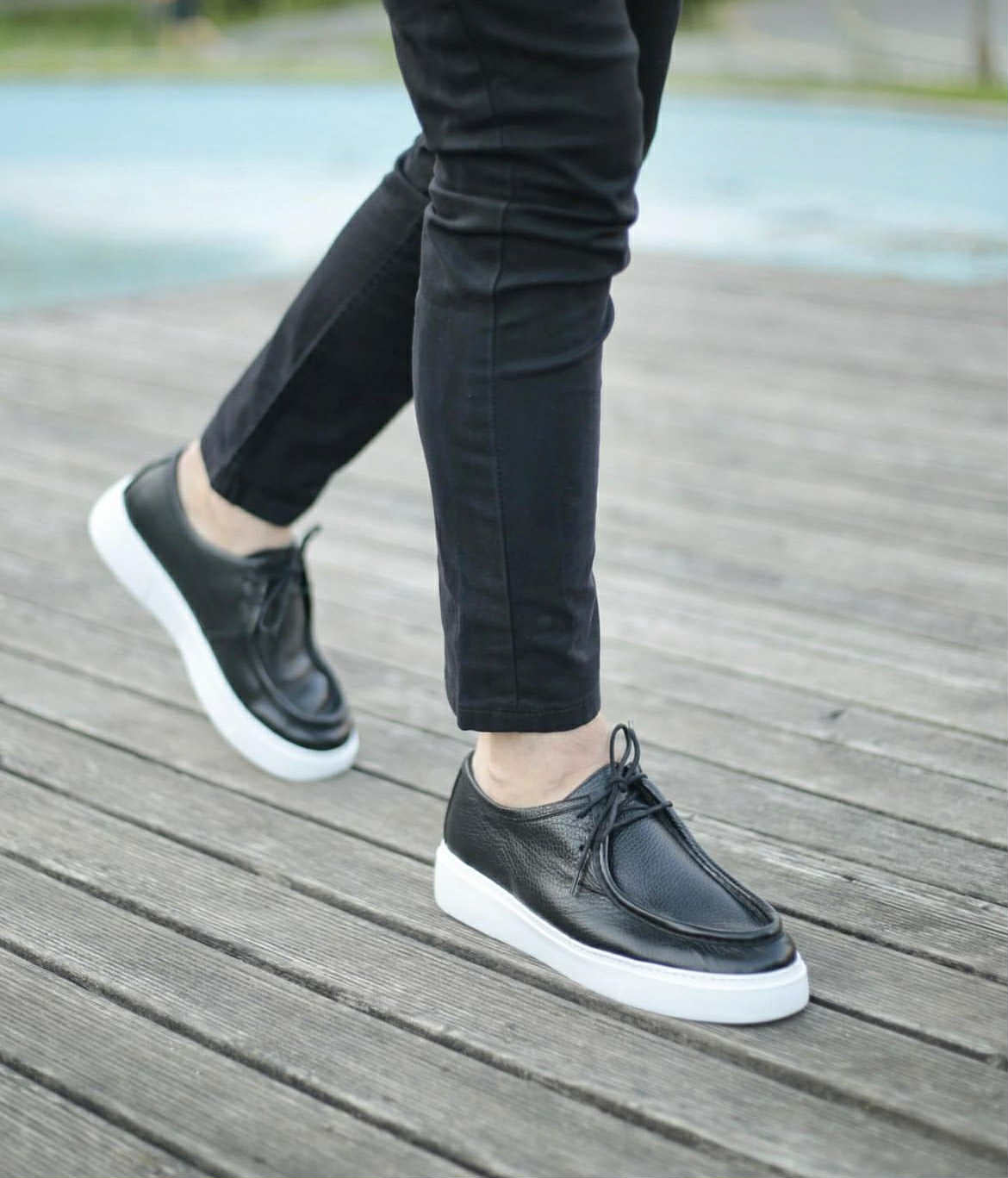 Black genuine leather classic