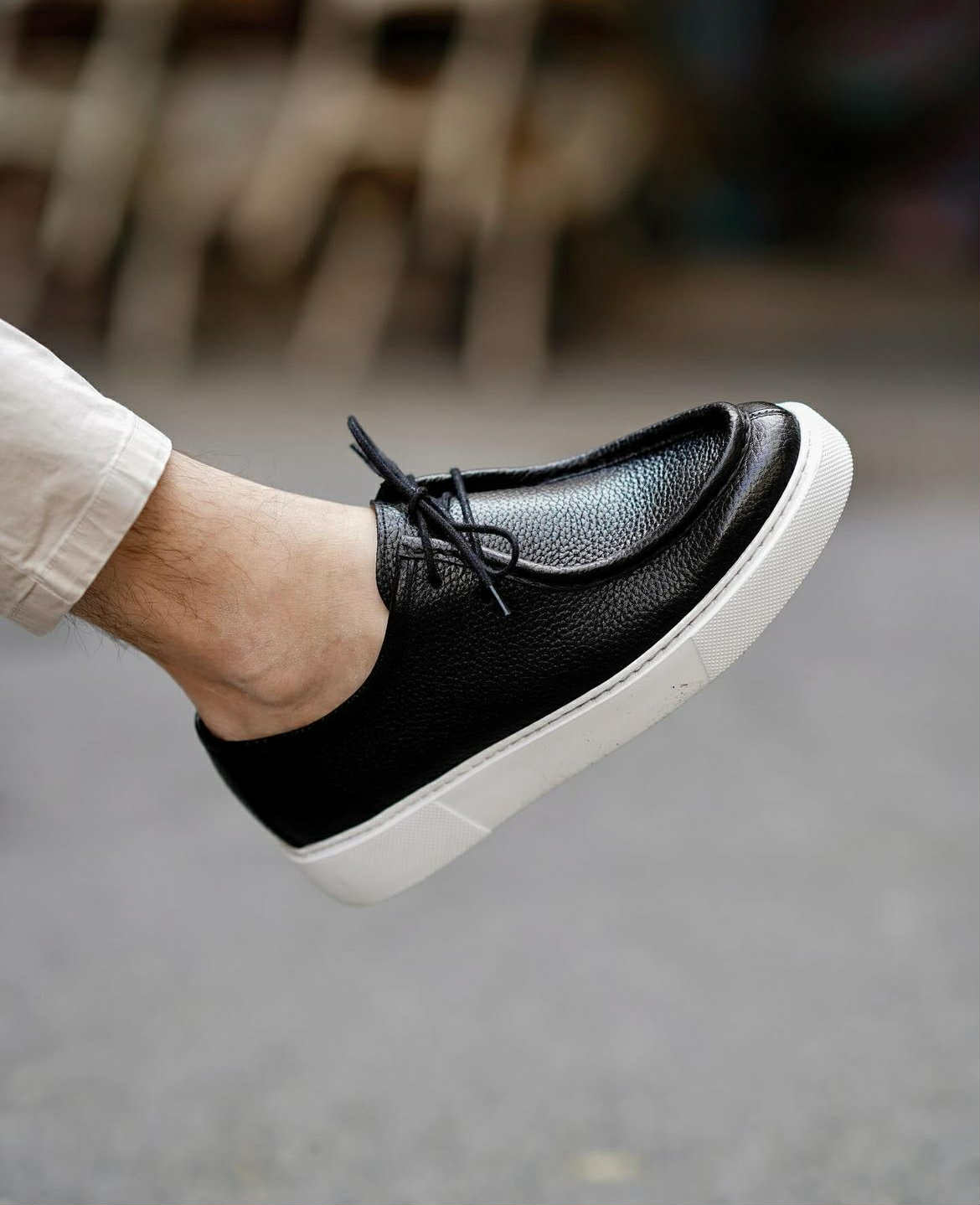 Black genuine leather classic