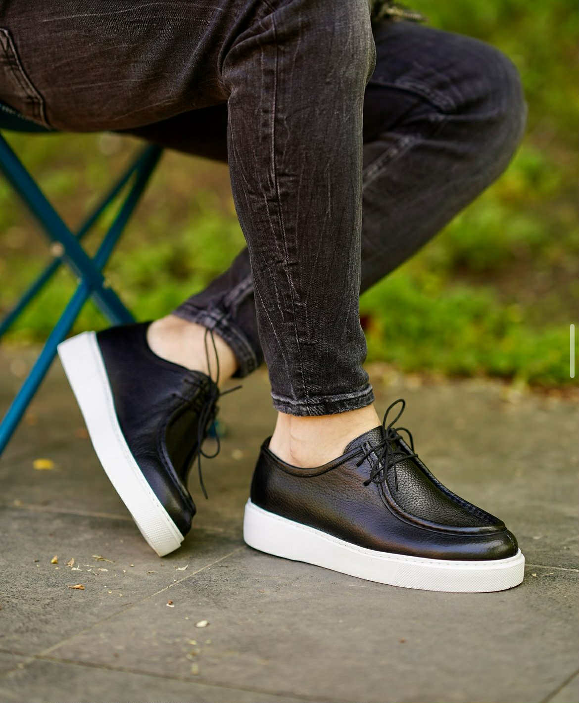 Black genuine leather classic
