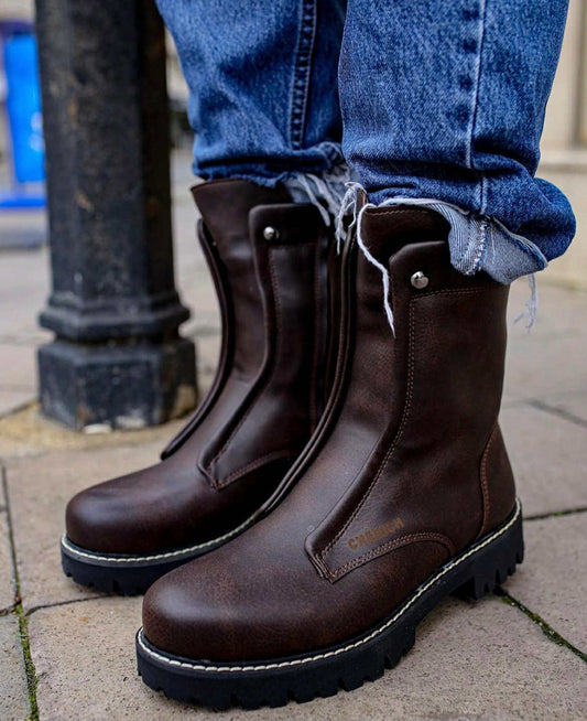 Brown longbase chekich genuine leather boot