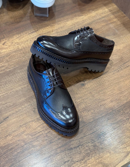 K lay brown leather high sole