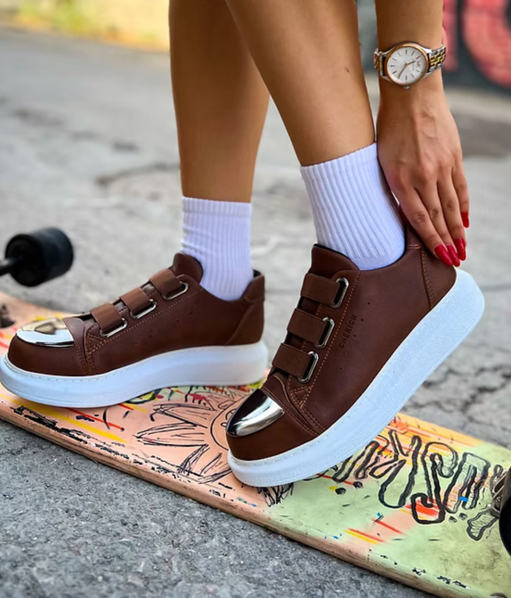 Brown with white sole mirror Chekich sneaker